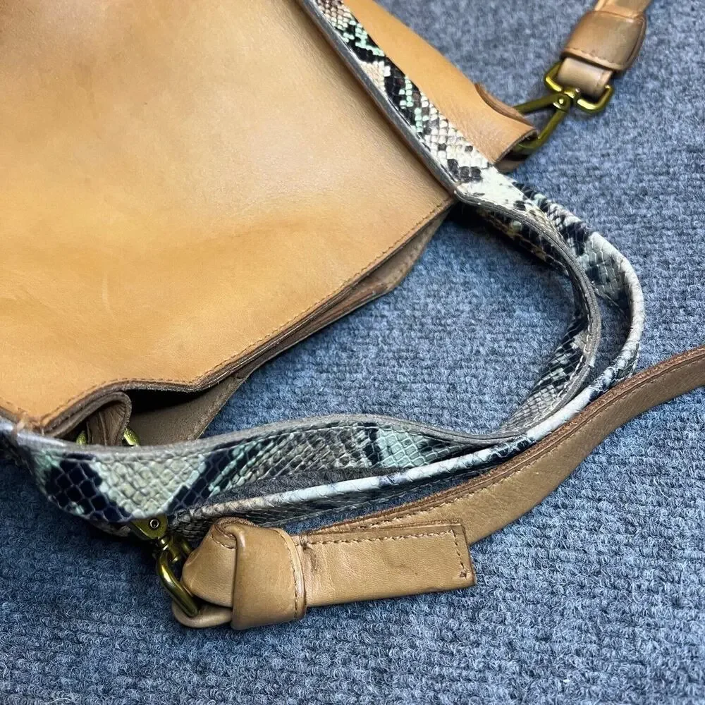 Madewell Sydney Crossbody Bag Snakeskin Embossed Leather Handle Removable Strap